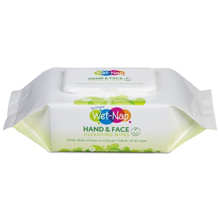 Wet-Nap Hands and Face Cleansing Wipes, 7x6, Wht, Fragrance-Free, 110/Pk, PK6 M970SH